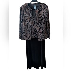 Xscape By Joanna Chen Brown Velvet Glitter Sparkly Gown And Jacket Size 14W